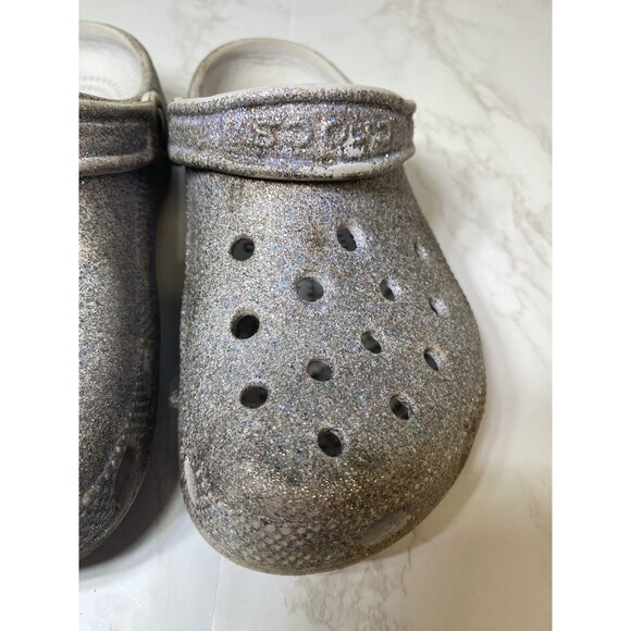 Crocs Classic Glitter Clog Multicolor Silver Kids Size J2 - Picture 5 of 6